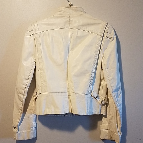 SOLD! Ivory Leather Jacket - Picture 4 of 8